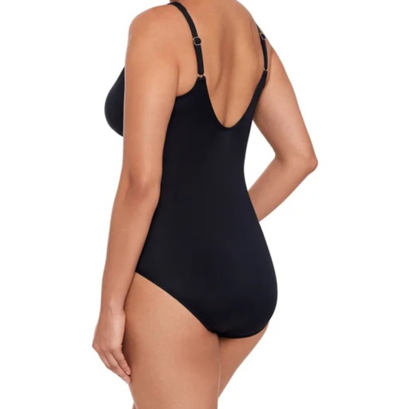 Miradonna by Miraclesuit Womens Swimsuit Black‎ Twist With Mesh Slimming 10 - Picture 2 of 6